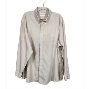 Gold Label Roundtree & Yorke Linen Blend Button Down Shirt XXL Resortwear Tan